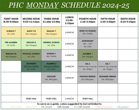 phc my schedule.
